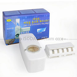 New Toothpaste Dispenser & Brush Set White Red